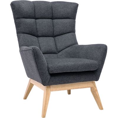 Miliboo Poltrona scandinava tessuto effetto velluto testurizzato grigio scuro e legno BRODY Miliboo Poltrona scandinava tessuto effetto velluto testurizzato grigio scuro e legno BRODY