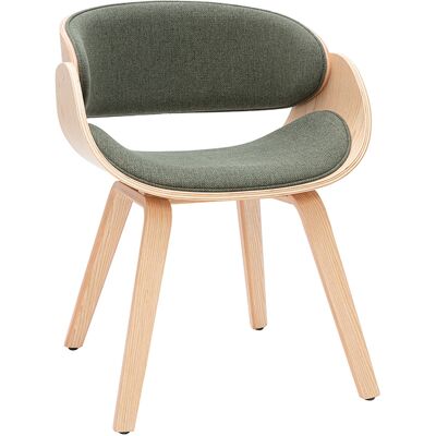 Miliboo Sedia design in tessuto verde cachi e legno chiaro BENT Miliboo Sedia design in tessuto verde cachi e legno chiaro BENT