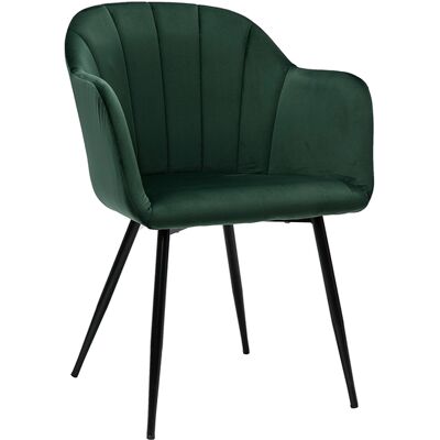 Miliboo Sedia design in velluto verde e base metallo nero MILLY Miliboo Sedia design in velluto verde e base metallo nero MILLY