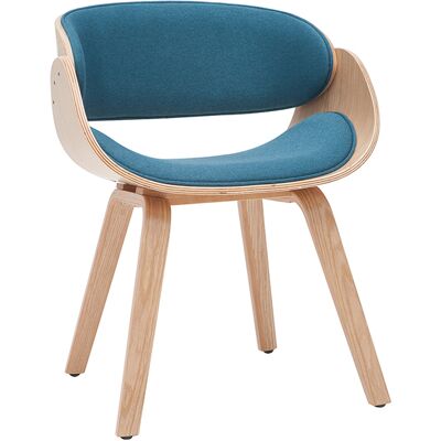 Miliboo Sedia design tessuto blu anatra e legno chiaro BENT Miliboo Sedia design tessuto blu anatra e legno chiaro BENT