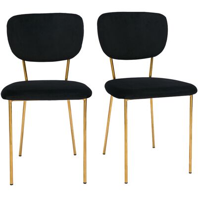 Miliboo Sedie design in velluto nero e metallo dorato (set di 2) LEPIDUS Miliboo Sedie design in velluto nero e metallo dorato (set di 2) LEPIDUS