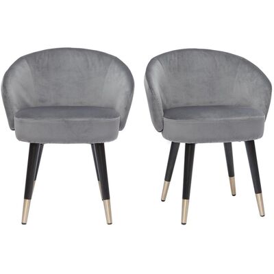 Sedia da pranzo in velluto grigio Miliboo BRIZO - Set da 2 Sedia da pranzo in velluto grigio Miliboo BRIZO - Set da 2