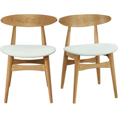 Miliboo Set di 2 sedie in legno chiaro e bianco WALFORD Miliboo Set di 2 sedie in legno chiaro e bianco WALFORD