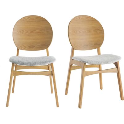 Miliboo Set di 2 sedie scandinave in legno chiaro e tessuto grigio ELTON Miliboo Set di 2 sedie scandinave in legno chiaro e tessuto grigio ELTON