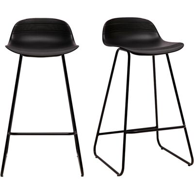 Miliboo Set di 2 sgabelli da bar sedile nero base nero H65 cm ELLA Miliboo Set di 2 sgabelli da bar sedile nero base nero H65 cm ELLA