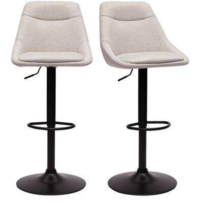 Miliboo Sgabelli da bar regolabili e girevoli a 360° in tessuto effetto velluto beige e metallo (set di 2) ALESS Miliboo Sgabelli da bar regolabili e girevoli a 360° in tessuto effetto velluto beige e metallo (set di 2) ALESS