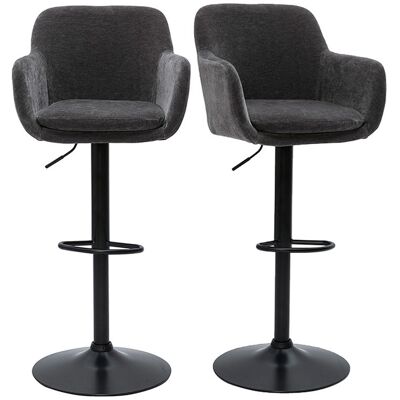 Miliboo Sgabelli da bar regolabili effetto velluto grigio scuro (set di 2) AMIKA Miliboo Sgabelli da bar regolabili effetto velluto grigio scuro (set di 2) AMIKA