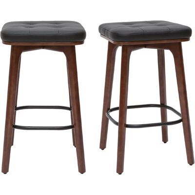 Miliboo Sgabelli da bar vintage nero e legno scuro 65 cm (set di 2) GRAMMA Miliboo Sgabelli da bar vintage nero e legno scuro 65 cm (set di 2) GRAMMA