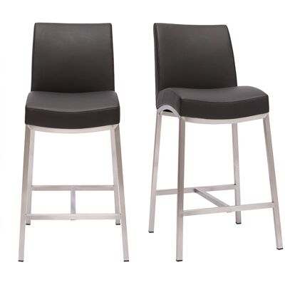 Miliboo Sgabello da bar alluminio spazzolato PU nero 70cm set di 2 OLLY Miliboo Sgabello da bar alluminio spazzolato PU nero 70cm set di 2 OLLY