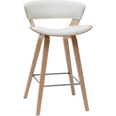 Miliboo Sgabello da bar design bianco e legno chiaro H65 cm SYRAH Miliboo Sgabello da bar design bianco e legno chiaro H65 cm SYRAH