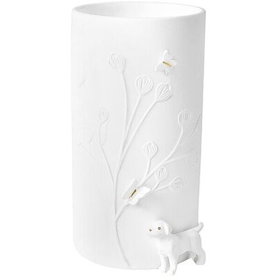 Raeder Weiss Vaso Cane e Farfalla - Decorazione in Porcellana 9x17cm Raeder Weiss Vaso Cane e Farfalla - Decorazione in Porcellana 9x17cm