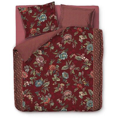 Biancheria da letto Pip Studio Perkal Poppy Stitch 2x 70x90cm / 200x200cm Rosso scuro - Set di biancheria Biancheria da letto Pip Studio Perkal Poppy Stitch 2x 70x90cm / 200x200cm Rosso scuro - Set di biancheria