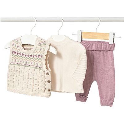 Mayoral Set neonato gilet con maglietta a maniche lunghe e pantaloni viola 62 Mayoral Set neonato gilet con maglietta a maniche lunghe e pantaloni viola 62