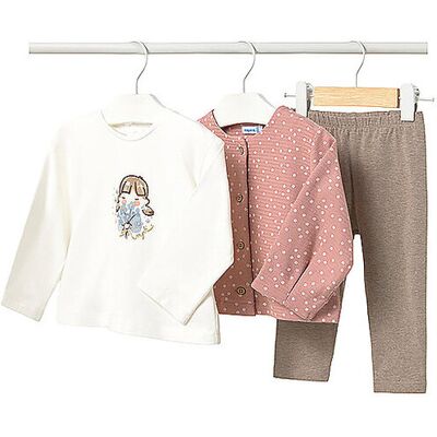 Mayoral Set neonata 3 pezzi giacca, maglia a maniche lunghe e leggings rosa 74 Mayoral Set neonata 3 pezzi giacca, maglia a maniche lunghe e leggings rosa 74