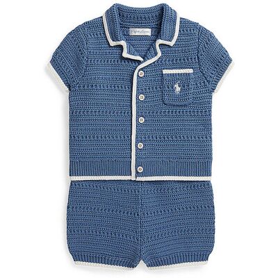 Ralph Lauren Set neonato 2 pezzi cardigan e shorts blu 86 Ralph Lauren Set neonato 2 pezzi cardigan e shorts blu 86