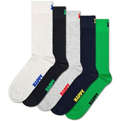 Happy Socks Calzini da uomo, confezione da 5, tinta unita, 41-46, bianco bianco Happy Socks Calzini da uomo, confezione da 5, tinta unita, 41-46, bianco bianco