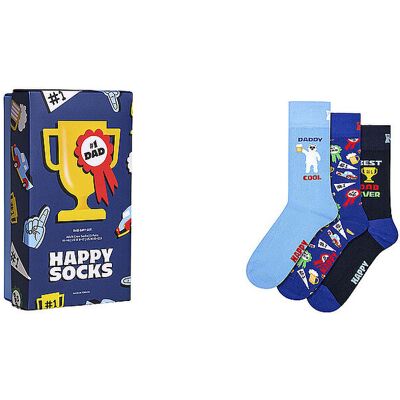 Happy Socks Calzini da uomo DAD SOCKS confezione da 3 azzurro blu Happy Socks Calzini da uomo DAD SOCKS confezione da 3 azzurro blu