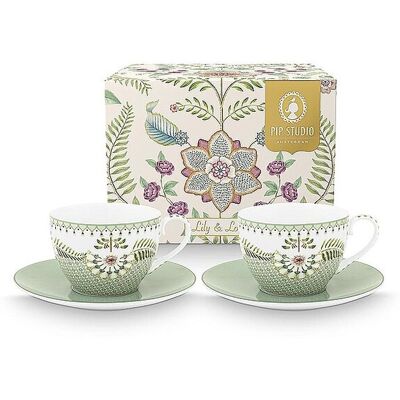 Pip Studio Tazze e Piattini Cappuccino - Lily & Lotus - 280ml Verde Chiaro Pip Studio Tazze e Piattini Cappuccino - Lily & Lotus - 280ml Verde Chiaro