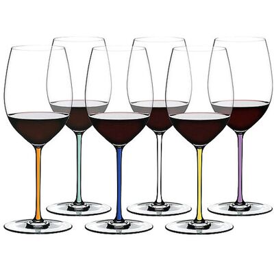 Fatto A Mano Set di 6 Bicchieri di Vino Rosso Colorati Fatto A Mano Set di 6 Bicchieri di Vino Rosso Colorati