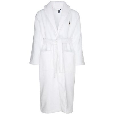 Accappatoio Bianco Polo Ralph Lauren - Collo a Scialle, Cotone, Logo Ricamato Accappatoio Bianco Polo Ralph Lauren - Collo a Scialle, Cotone, Logo Ricamato