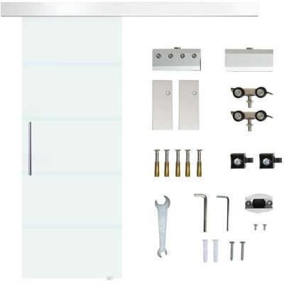 benzoni Porta Scorrevole Vetrata 75x210 cm Satinata a Strisce... benzoni Porta Scorrevole Vetrata 75x210 cm Satinata a Strisce...