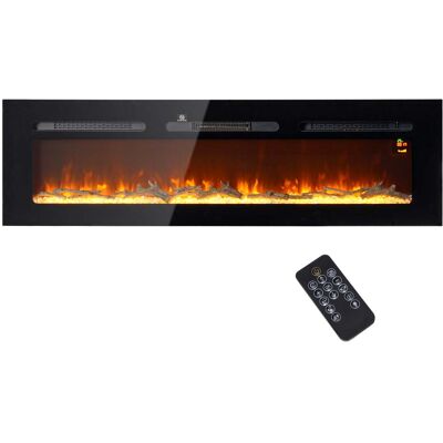 giordanoshop Camino Elettrico da Parete 1800W con Telecomando e Display LCD 152,4x15,8x45 cm Nero... giordanoshop Camino Elettrico da Parete 1800W con Telecomando e Display LCD 152,4x15,8x45 cm Nero...
