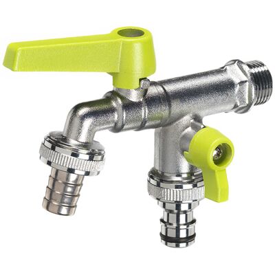 belfer Rubinetto a Sfera Doppio per Fontana da Giardino con Leve Colorate RUB/027 Verde Acido... belfer Rubinetto a Sfera Doppio per Fontana da Giardino con Leve Colorate RUB/027 Verde Acido...