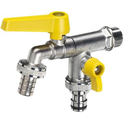 belfer Rubinetto a Sfera Doppio per Fontana da Giardino con Leve Colorate RUB/027 Giallo... belfer Rubinetto a Sfera Doppio per Fontana da Giardino con Leve Colorate RUB/027 Giallo...