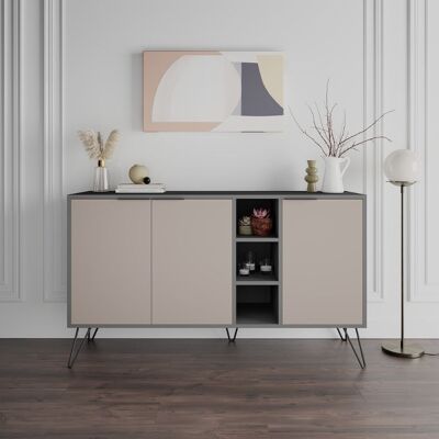 giordanoshop Madia Clara antracite 3 ante tortora 142x35,5x83h cm... giordanoshop Madia Clara antracite 3 ante tortora 142x35,5x83h cm...