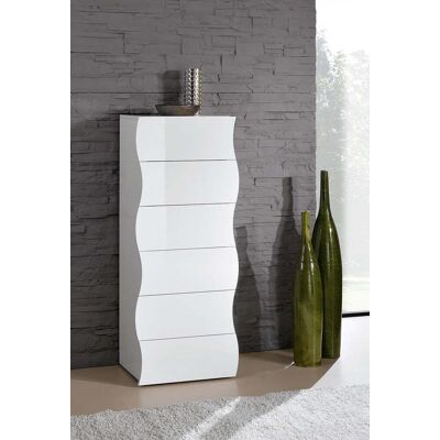 giordanoshop Cassettiera Alta 6 Cassetti 50x40x121,5 cm Onda 6C Bianco Lucido... giordanoshop Cassettiera Alta 6 Cassetti 50x40x121,5 cm Onda 6C Bianco Lucido...