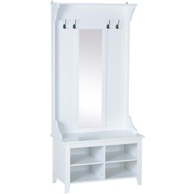 benzoni Mobile Ingresso con Appendiabiti Specchio e Scarpiera in Legno Bianco 80x40x170 cm... benzoni Mobile Ingresso con Appendiabiti Specchio e Scarpiera in Legno Bianco 80x40x170 cm...