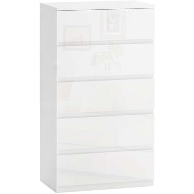 giordanoshop Cassettiera 5 Cassetti Antiribaltamento 55x33x100 cm Bianco Lucido... giordanoshop Cassettiera 5 Cassetti Antiribaltamento 55x33x100 cm Bianco Lucido...