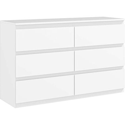 giordanoshop Comò Cassettiera 6 Cassetti 120x39x75 cm con Maniglie a Gola in Legno Bianco... giordanoshop Comò Cassettiera 6 Cassetti 120x39x75 cm con Maniglie a Gola in Legno Bianco...