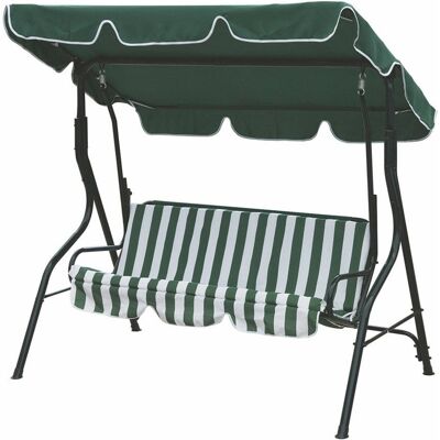 bauer Dondolo Sofà da Giardino 3 Posti in Acciaio Verde e Bianco... bauer Dondolo Sofà da Giardino 3 Posti in Acciaio Verde e Bianco...