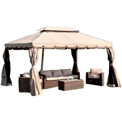 bauer Gazebo da Giardino 3x4m in Alluminio con Zanzariera Ecrù... bauer Gazebo da Giardino 3x4m in Alluminio con Zanzariera Ecrù...