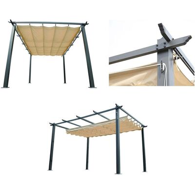 bauer Gazebo a Pergola da Giardino in Alluminio 3x4 mt Telo Retrattile Panna... bauer Gazebo a Pergola da Giardino in Alluminio 3x4 mt Telo Retrattile Panna...