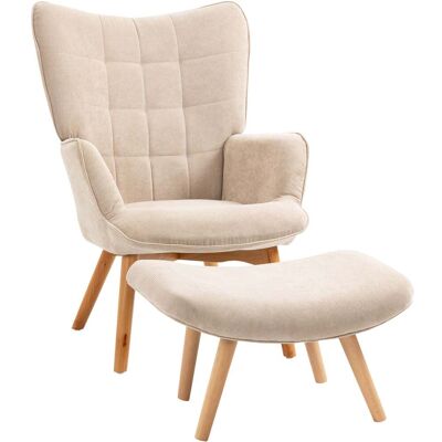 giordanoshop Poltrona Relax con Pouf Poggiapiedi in Velluto a Costine Beige... giordanoshop Poltrona Relax con Pouf Poggiapiedi in Velluto a Costine Beige...