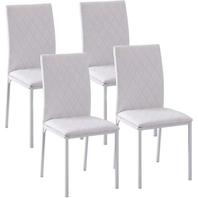 giordanoshop Set 4 Sedie Imbottite 41x50x91 cm in Similpelle Bianco... giordanoshop Set 4 Sedie Imbottite 41x50x91 cm in Similpelle Bianco...