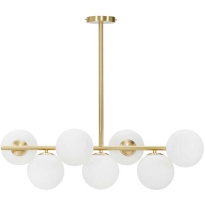 giordanoshop Lampadario Glamy 7 Luci 81x30x74 cm in Ferro e Vetro Oro e Bianco... giordanoshop Lampadario Glamy 7 Luci 81x30x74 cm in Ferro e Vetro Oro e Bianco...