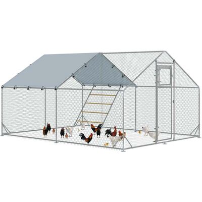 giordanoshop Recinto per Galline da 12 mq 300x400x195 cm per 12-18 Animali con Tetto Impermeabile Mangiatoia e Posatoio Argento... giordanoshop Recinto per Galline da 12 mq 300x400x195 cm per 12-18 Animali con Tetto Impermeabile Mangiatoia e Posatoio Argento...