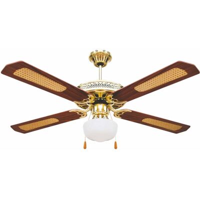 kooper Ventilatore da Soffitto con 4 Pale e Lampada Ø130cm 3 Velocità Windy Marrone... kooper Ventilatore da Soffitto con 4 Pale e Lampada Ø130cm 3 Velocità Windy Marrone...