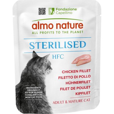 1 x 50 g Almo Nature HFC Sterilised Cibo Alimento Umido Monoproteico per Gatti Adulti Sterilizzati con Filetto di Pollo Gluten Free 1 x 50 g Almo Nature HFC Sterilised Cibo Alimento Umido Monoproteico per Gatti Adulti Sterilizzati con Filetto di Pollo Gluten Free