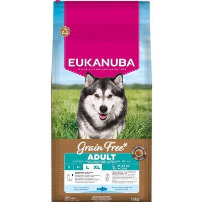 12 kg Eukanuba Grain Free Alimento Cibo Secco Crocchette Croccantini per Cani Adulti di Taglia Grande con Pesce Oceanico e Salmone 12 kg Eukanuba Grain Free Alimento Cibo Secco Crocchette Croccantini per Cani Adulti di Taglia Grande con Pesce Oceanico e Salmone