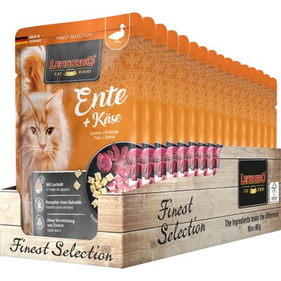 16 x 85 g Leonardo Finest Alimento Cibo Umido per Gatti Adulti Ricetta Senza Cereali e Zucchero con Anatra Pollo Formaggio e Olio di Salmone 16 x 85 g Leonardo Finest Alimento Cibo Umido per Gatti Adulti Ricetta Senza Cereali e Zucchero con Anatra Pollo Formaggio e Olio di Salmone