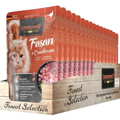 16 x 85 g Leonardo Finest Alimento Cibo Umido per Gatti Adulti Ricetta Senza Cereali e Zucchero con Fagiano Mirtilli Rossi e Olio di Salmone 16 x 85 g Leonardo Finest Alimento Cibo Umido per Gatti Adulti Ricetta Senza Cereali e Zucchero con Fagiano Mirtilli Rossi e Olio di Salmone