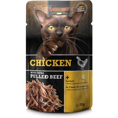 70 g Leonardo Pulled Beef Alimento Cibo Umido per Gatti Adulti con Patè di Pollo Straccetti di Manzo e Olio di Salmone per un Pelo Setoso 70 g Leonardo Pulled Beef Alimento Cibo Umido per Gatti Adulti con Patè di Pollo Straccetti di Manzo e Olio di Salmone per un Pelo Setoso