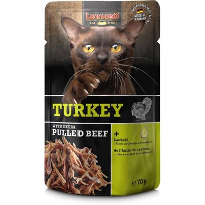 70 g Leonardo Pulled Beef Alimento Cibo Umido per Gatti Adulti con Patè di Tacchino Straccetti di Manzo e Olio di Salmone per un Pelo Setoso 70 g Leonardo Pulled Beef Alimento Cibo Umido per Gatti Adulti con Patè di Tacchino Straccetti di Manzo e Olio di Salmone per un Pelo Setoso