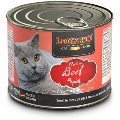 200 g Leonardo Quality Selection Alimento Cibo Umido per Gatti Adulti con Carne Fresca di Manzo in Lattina 200 g Leonardo Quality Selection Alimento Cibo Umido per Gatti Adulti con Carne Fresca di Manzo in Lattina