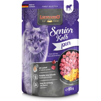 85 g Leonardo Finest Senior Alimento Cibo Umido per Gatti Anziani Ricetta Senza Cereali e Zucchero con Pura Carne di Vitello e Olio di Salmone 85 g Leonardo Finest Senior Alimento Cibo Umido per Gatti Anziani Ricetta Senza Cereali e Zucchero con Pura Carne di Vitello e Olio di Salmone