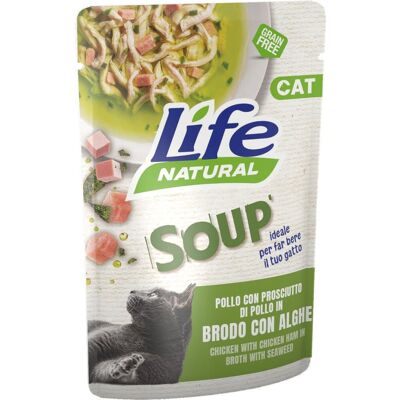 1 x 60 g Life Natural Soap Busta Alimento Cibo Umido Completo per Gatti Adulti con Pollo e Prosciutto di Pollo in Brodo con Alghe Grain Free 1 x 60 g Life Natural Soap Busta Alimento Cibo Umido Completo per Gatti Adulti con Pollo e Prosciutto di Pollo in Brodo con Alghe Grain Free